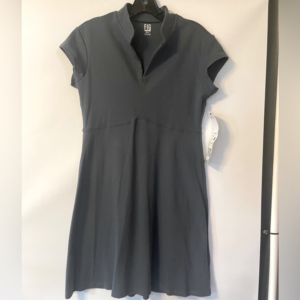 Fig clothing Voyager dress, cotton-spandex, deep grey